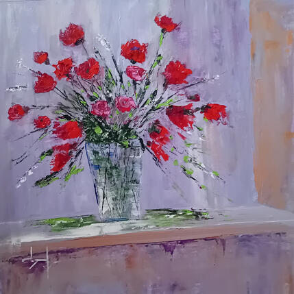 Pintura Bouquet de roses rouges  por Degabriel Véronique | Pintura