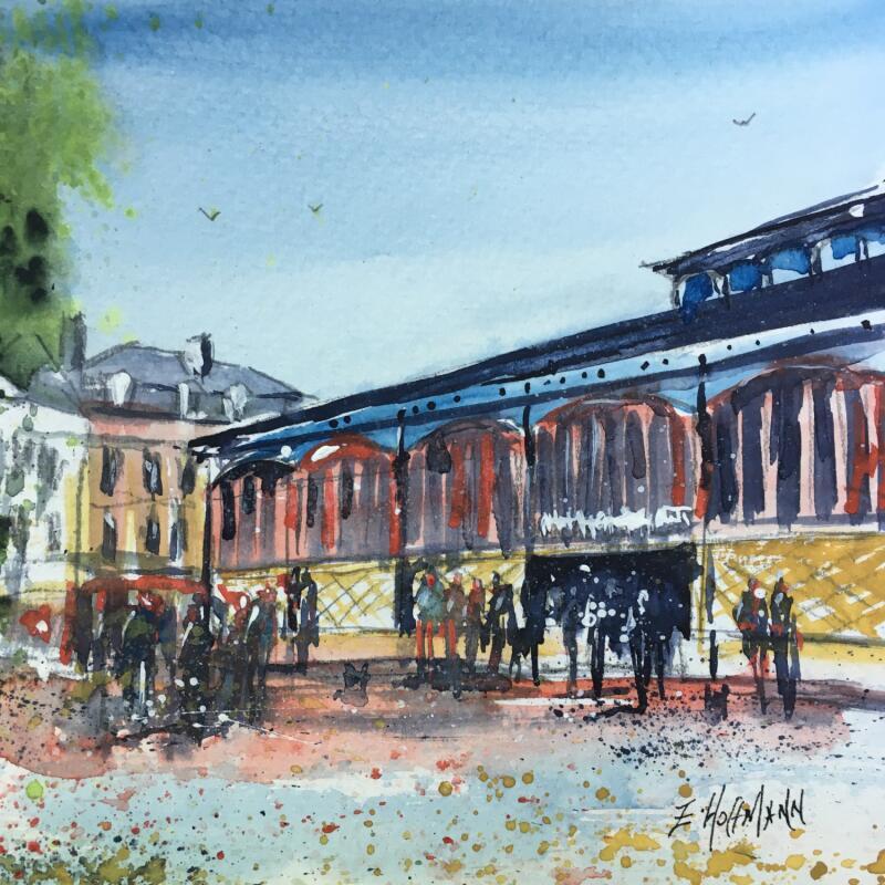 Peinture Troyes La halle  par Hoffmann Elisabeth | Tableau Figuratif Urbain Aquarelle