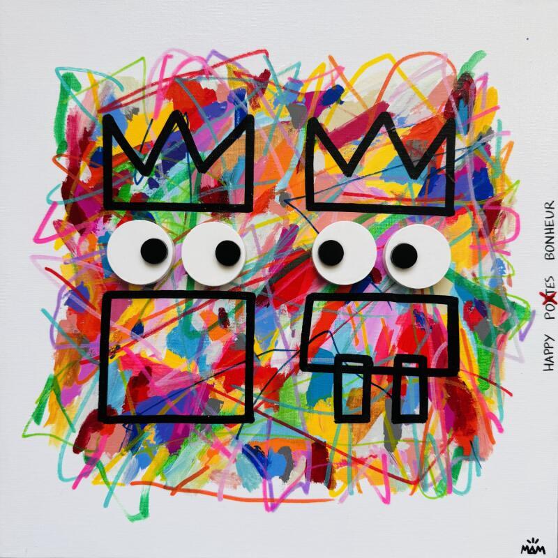 Peinture HAPPY par Mam | Tableau Pop-art Société Icones Pop Minimaliste Acrylique