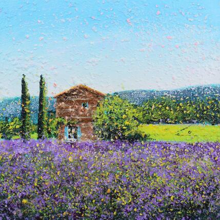 Peinture Le chant des cigales et l'odeur de la lavande par Dessapt Elika | Tableau Impressionnisme Acrylique, Sable