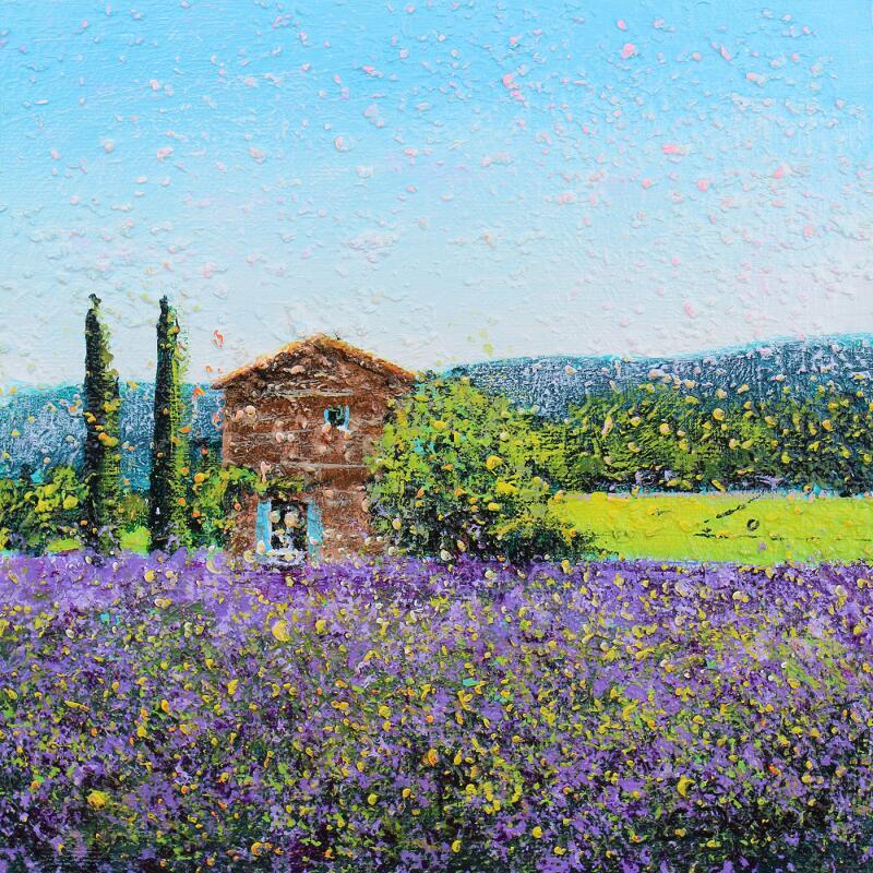 Painting Le chant des cigales et l'odeur de la lavande by Dessapt Elika | Painting Impressionism Acrylic Sand