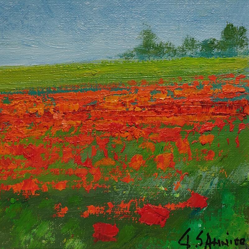 Gemälde Coquelicots en Picardie von Sannier Daniel | Gemälde Impressionismus Landschaften Öl