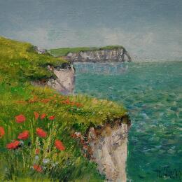 Painting Coquelicots à Criel by Sannier Daniel | Painting Impressionism Oil Landscapes, Pop icons