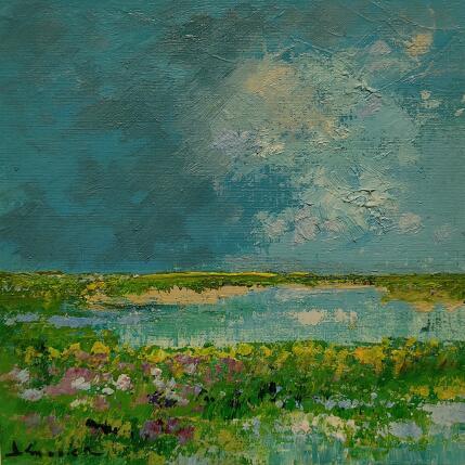 Peinture Lilas de mer en Baie de Somme par Sannier Daniel | Tableau Impressionnisme Huile Paysages