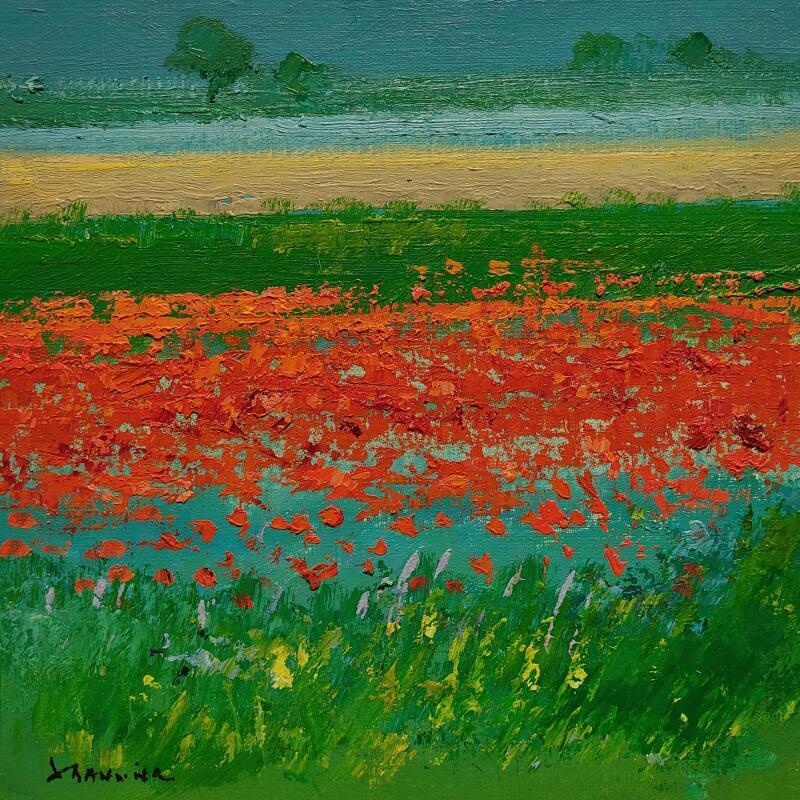 Peinture Coquelicots en plaine picarde par Sannier Daniel | Tableau Impressionnisme Paysages Huile