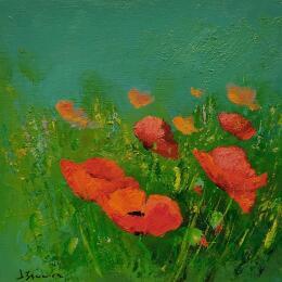 Painting Quelques coquelicots by Sannier Daniel | Painting Impressionism Oil Landscapes