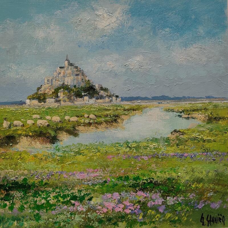 Pintura St Michel, Moutons por Sannier Daniel | Pintura Impressionism Paisajes Aceite