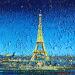 Painting Paris la nuit by Dessapt Elika | Painting Impressionism Acrylic Sand