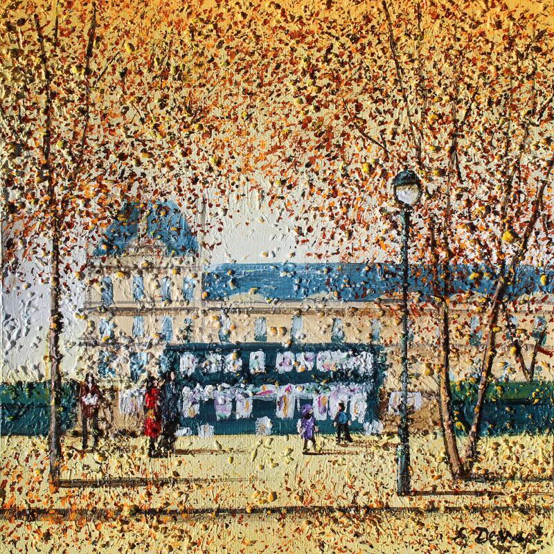 Peinture L'automne au Louvre - Paris par Dessapt Elika | Tableau Impressionnisme Acrylique Sable