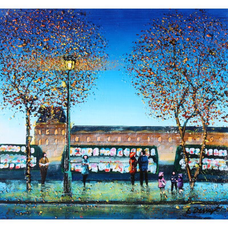 Painting Les nocturnes du Louvres et des bouquinistes by Dessapt Elika | Painting Impressionism Acrylic Sand