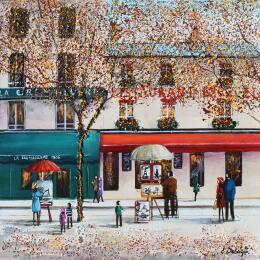 Peinture Les artistes de la place du tertre par Dessapt Elika | Tableau Impressionnisme Acrylique, Sable