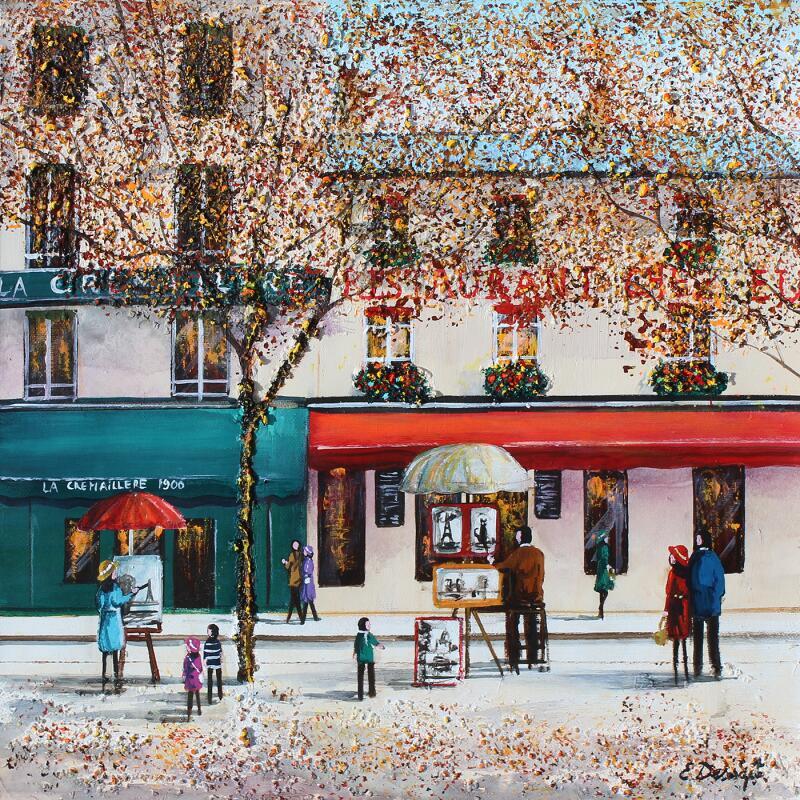 Gemälde Les artistes de la place du tertre von Dessapt Elika | Gemälde Impressionismus Acryl Sand
