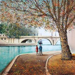 Painting Notre automne à Paris by Dessapt Elika | Painting Impressionism Acrylic, Sand