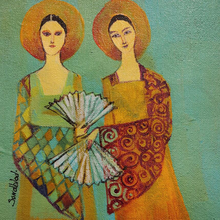 Painting Taï girl by Sundblad Silvina | Painting Naive art Acrylic, Pastel