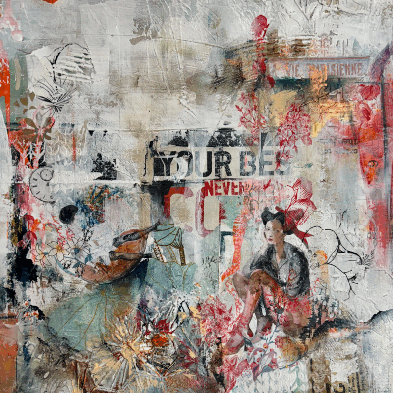 Painting La vie Parisienne by Bergeron Marie-Josée | Painting Abstract Acrylic Gluing