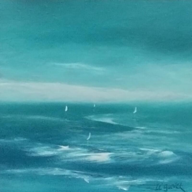 Pintura Au large  por Le Guével Frédéric  | Pintura Figurativo Marine Aceite