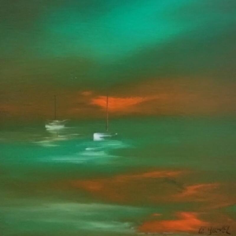 Peinture Le soir  par Le Guével Frédéric  | Tableau Figuratif Marine Huile
