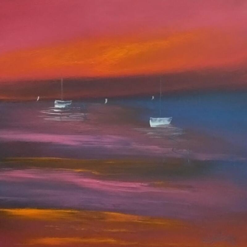 Pintura Balade nocturne  por Le Guével Frédéric  | Pintura Figurativo Marine Aceite