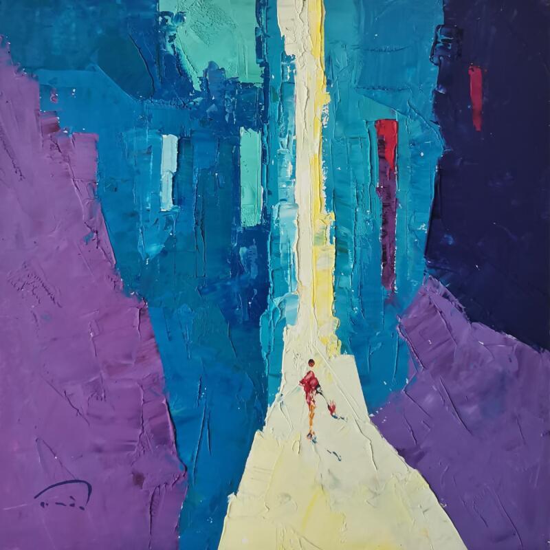 Peinture Violette au cœur par Tomàs | Tableau Impressionnisme Huile