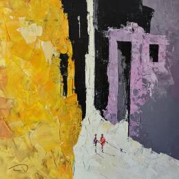 Pintura Donne-moi la main por Tomàs | Pintura Impressionism Aceite Life style, Urbano