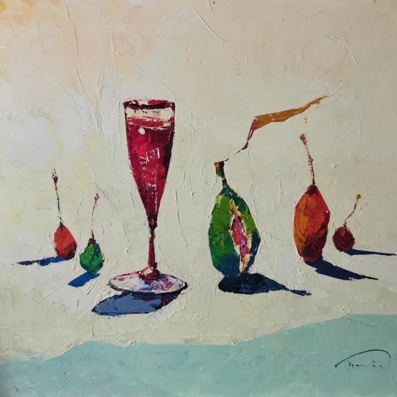 Pintura Vi amb fruites por Tomàs | Pintura Impressionism Naturalezas muertas Aceite