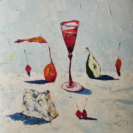 Gemälde Cinc cireres vermelles von Tomàs | Gemälde Impressionismus Öl Stillleben