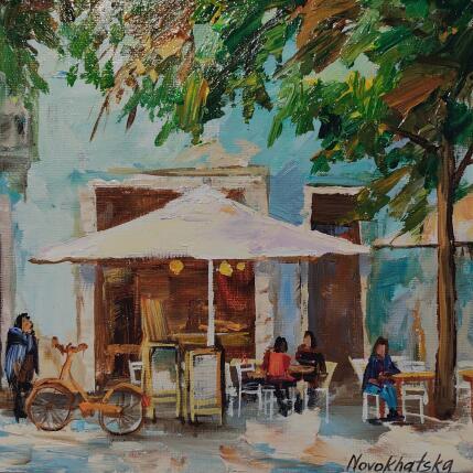 Gemälde Terrasse du Café von Novokhatska Olga | Gemälde Figurativ Acryl, Öl Urban