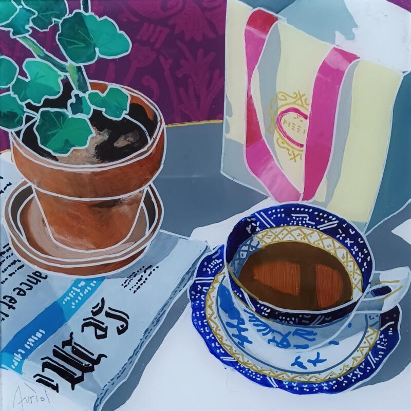 Peinture Martine ne lisait pas le journal par Auriol Philippe | Tableau Figuratif Natures mortes Plexiglas Acrylique Posca