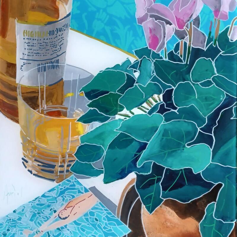 Painting David plongeait même en hiver by Auriol Philippe | Painting Figurative Still-life Plexiglass Acrylic Posca