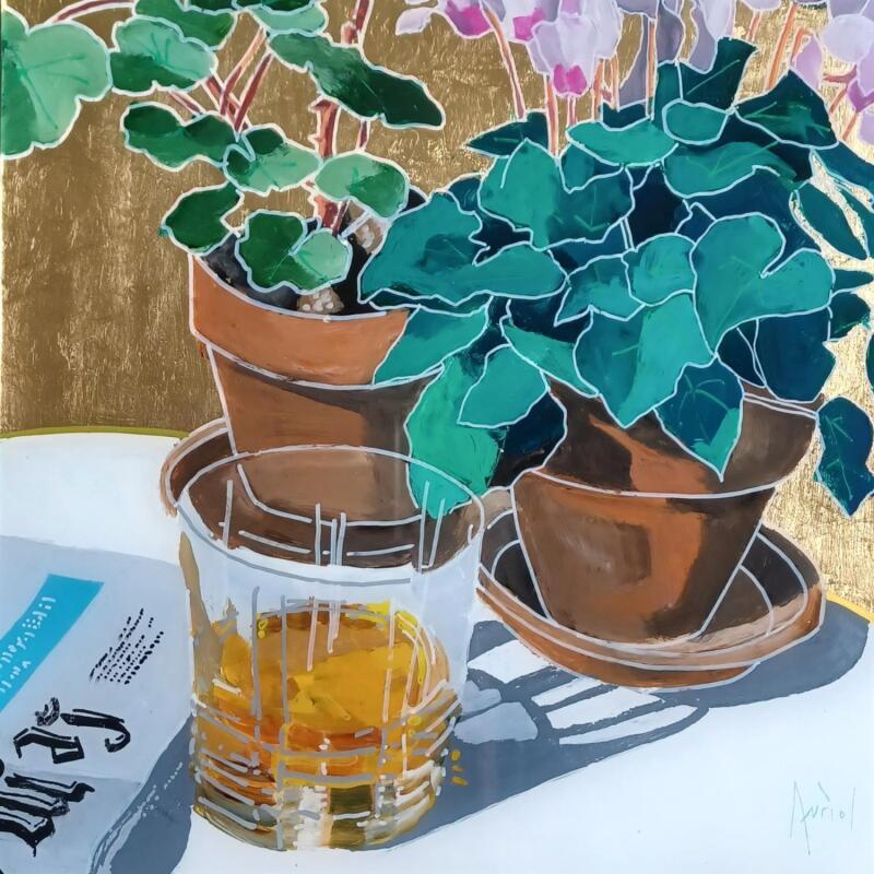 Painting Hubert regardait arriver les fleurs by Auriol Philippe | Painting Figurative Still-life Plexiglass Acrylic Posca