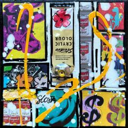 Peinture Tribute to Andy par Costa Sophie | Tableau Pop-art Acrylique, Collage, Upcycling Icones Pop