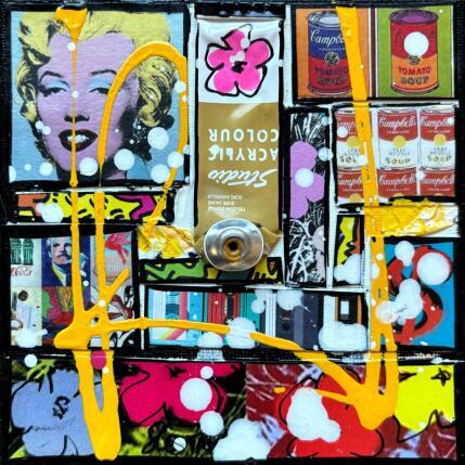 Peinture Tribute to Warhol (banane) par Costa Sophie | Tableau Pop-art Acrylique, Collage, Upcycling Icones Pop