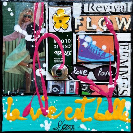 Peinture La vie est belle ! par Costa Sophie | Tableau Pop-art Acrylique, Collage, Upcycling