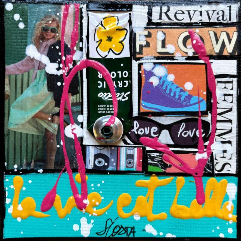 Gemälde La vie est belle ! von Costa Sophie | Gemälde Pop-Art Acryl Collage Upcycling