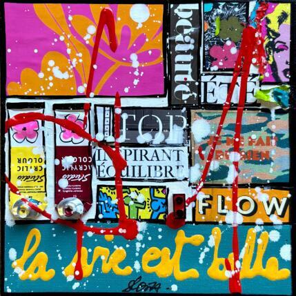Peinture La vie est belle ! par Costa Sophie | Tableau Pop-art Acrylique, Collage, Upcycling