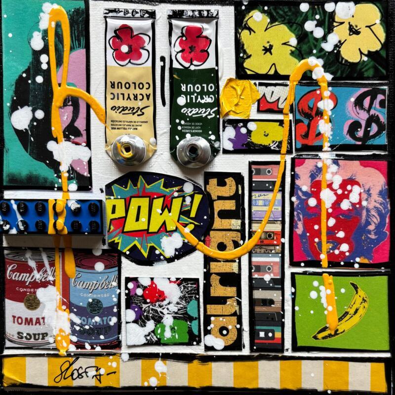 Painting Tribute to Warhol by Costa Sophie | Painting Pop-art Pop icons Acrylic Gluing Upcycling