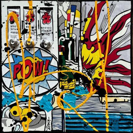 Peinture POW par Costa Sophie | Tableau Pop-art Acrylique, Collage, Upcycling Icones Pop