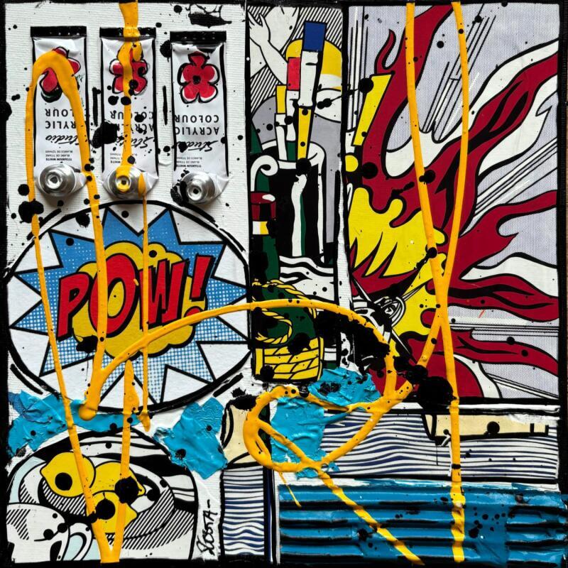 Painting POW by Costa Sophie | Painting Pop-art Pop icons Acrylic Gluing Upcycling
