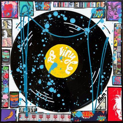 Peinture POP VINYLE (jaune) par Costa Sophie | Tableau Pop-art Acrylique, Collage, Upcycling Icones Pop