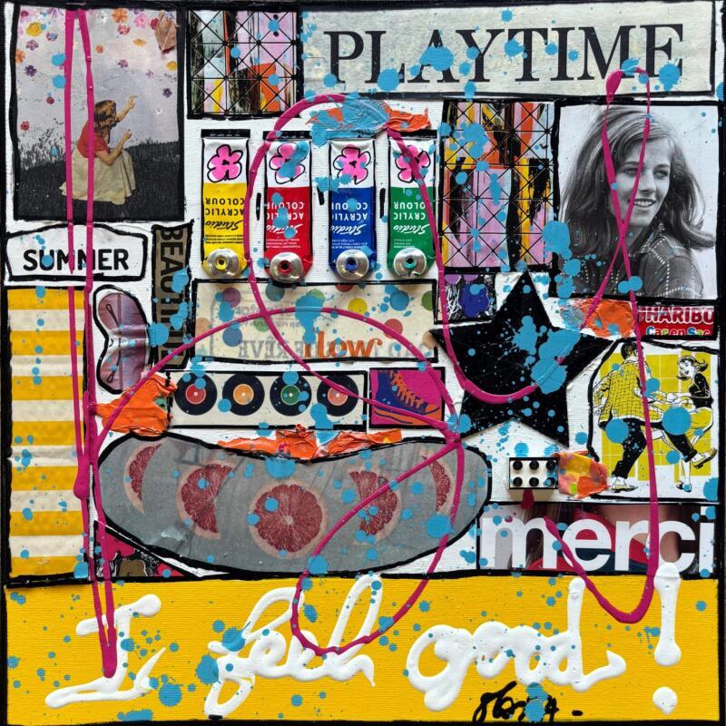 Painting I feel good! by Costa Sophie | Painting Pop-art Acrylic Gluing Upcycling