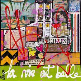 Painting La vie est belle ! by Costa Sophie | Painting Pop-art Acrylic, Gluing, Upcycling