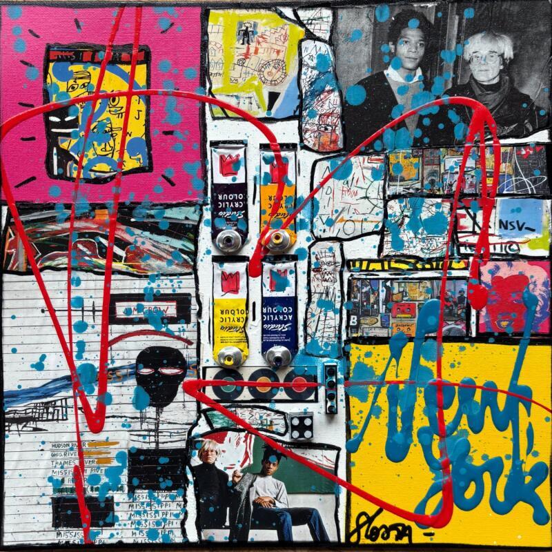 Peinture Basquiat and Warhol par Costa Sophie | Tableau Pop-art Icones Pop Acrylique Collage Upcycling