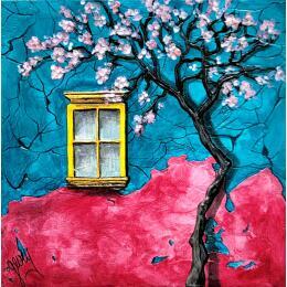 Peinture PATIO DE ALEGRIA par Geiry | Tableau Matiérisme Pigments, Poudre de marbre Paysages