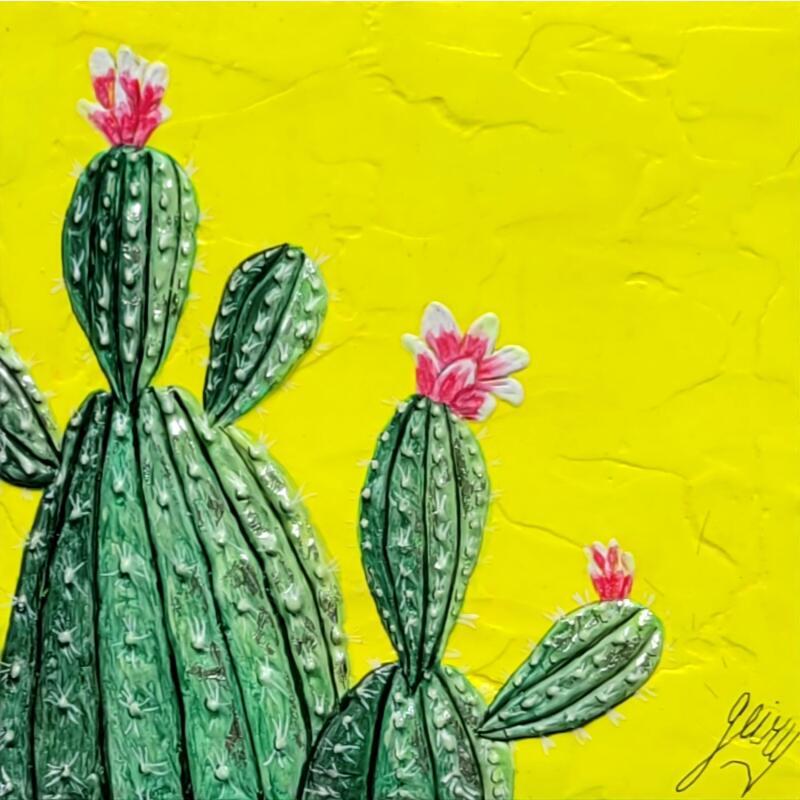 Peinture OASIS JAUNE par Geiry | Tableau Matiérisme Paysages Nature Bois Pigments Poudre de marbre