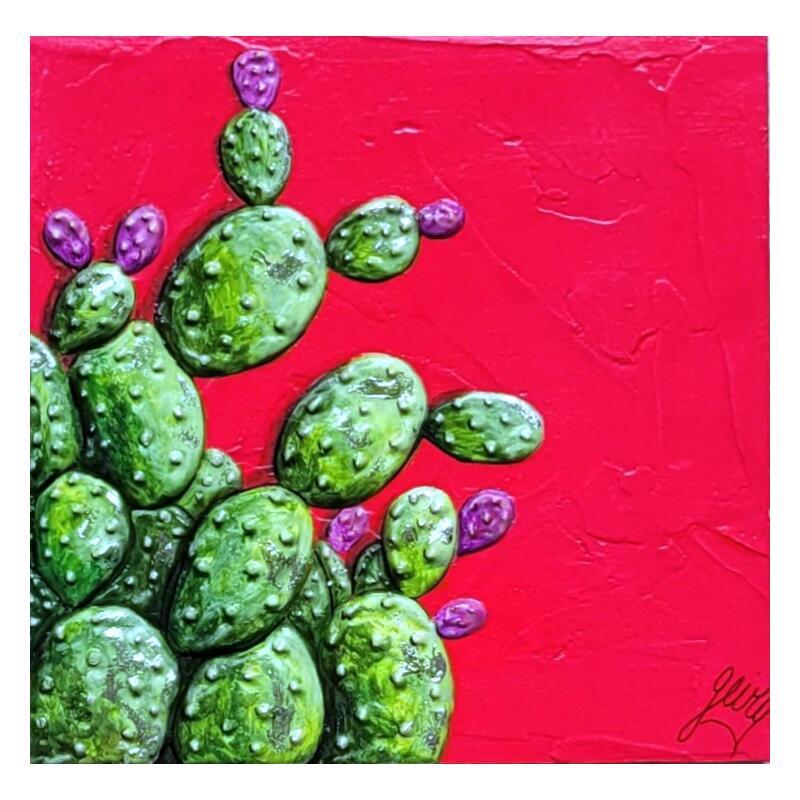 Painting OASIS ROSE by Geiry | Painting Subject matter Landscapes Nature Wood Pigments Marble powder