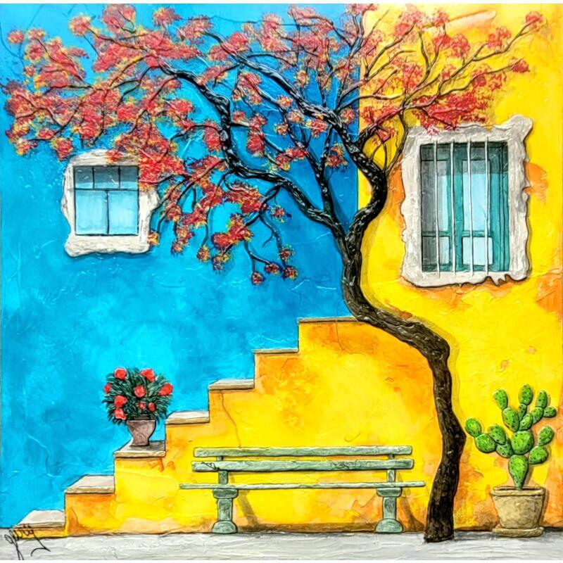 Painting LE SILENCE DU MIDI by Geiry | Painting Subject matter Landscapes Nature Wood Pigments Marble powder