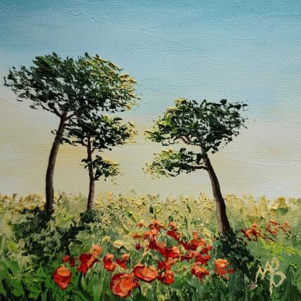 Painting Coquelicots vers le soleil by Blandin Magali | Painting Figurative Oil Landscapes