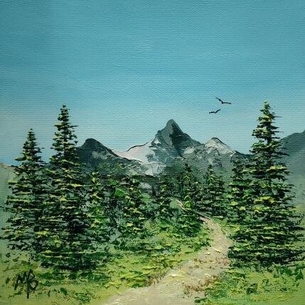 Gemälde Randonner en paix von Blandin Magali | Gemälde Figurativ Öl Landschaften, Pop-Ikonen