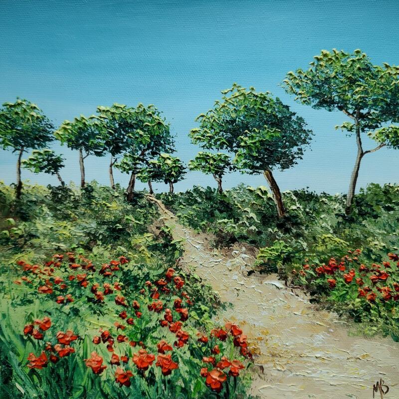 Gemälde Sentier vers la garrigue von Blandin Magali | Gemälde Figurativ Landschaften Öl