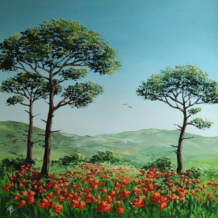 Gemälde Joie sous les pins von Blandin Magali | Gemälde Figurativ Öl Landschaften